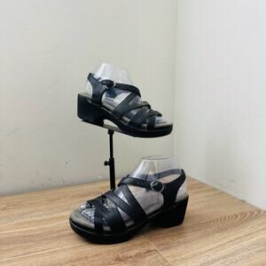 Dansko Stevie Black Leather Strappy Sandals Women's Size 6.5